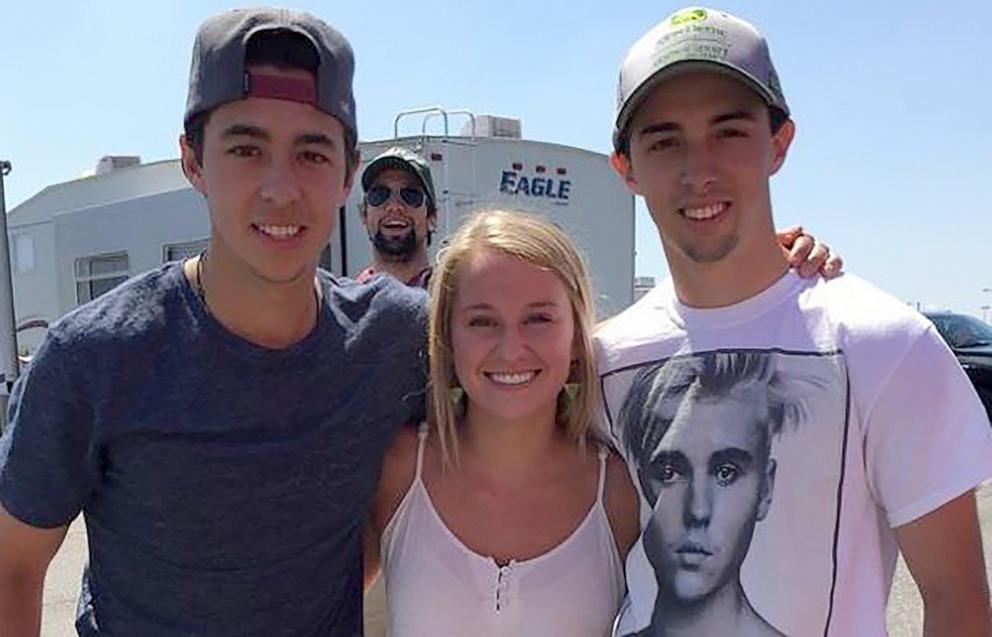 PHOTO: Madeline Gaudreau, center, poses with her husband Matthew Gaudreau and his brother Johnny Gaudreau in a photo shared on Instagram.