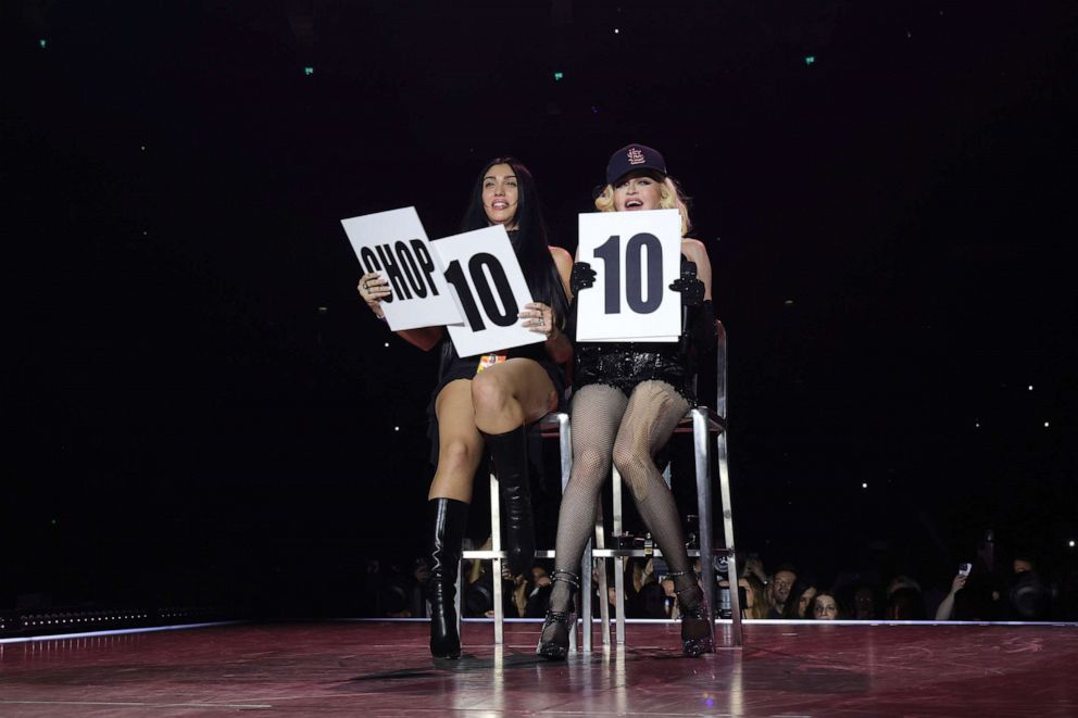 PHOTO: Lourdes Leon and Madonna perform during opening night of The Celebration Tour at The O2 Arena on Oct. 14, 2023 in London.