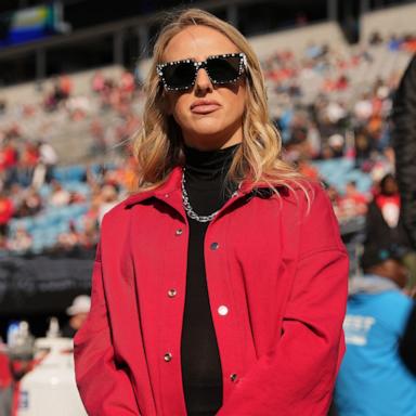 PHOTO: Brittany Mahomes, wife of quarterback Patrick Mahomes, looks on prior to a game between the Kansas City Chiefs and the Carolina Panthers at Bank of America Stadium on Nov. 24, 2024 in Charlotte, N.C.