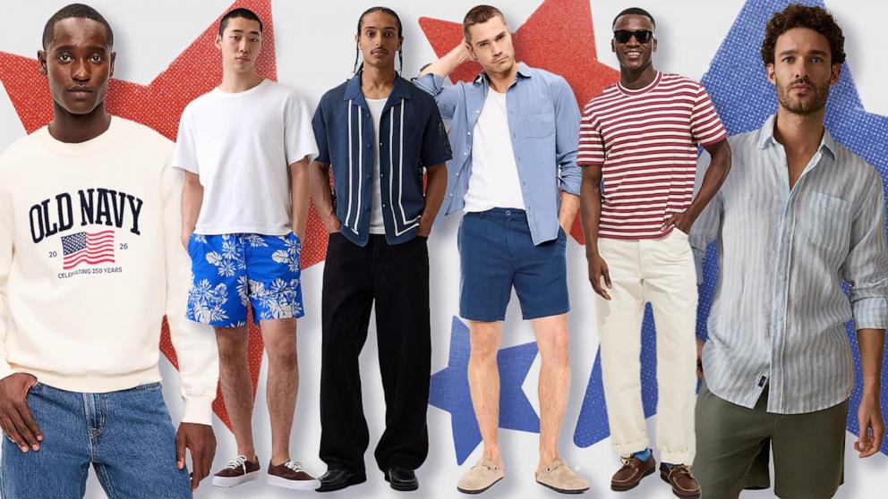 PHOTO: Men’s red, white and blue apparel