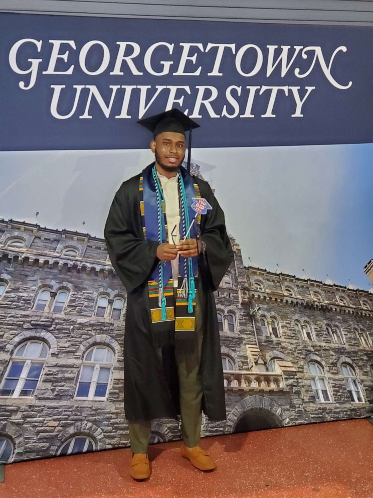 PHOTO: Malik Johnson graduates from Georgetown University with a degree in anthropology.