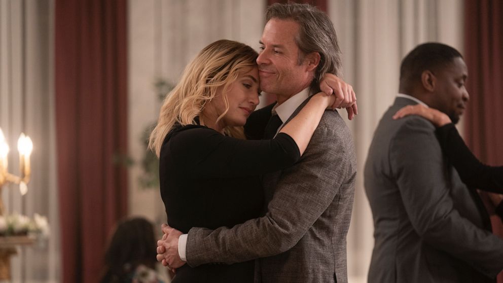 Kate Winslet and Guy Pearce in "Mare of Easttown," 2021.