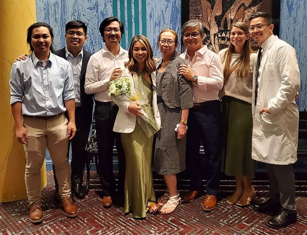 PHOTO: The Robles family with Maria Cielito Robles at her white coat ceremony. Robles' family members in the Philippines also livestreamed the special event.