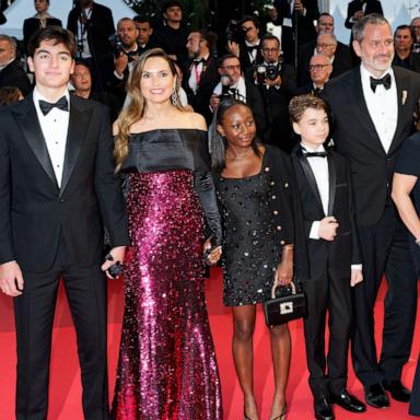 PHOTO: August Miklos Friedrich Hermann, Mariska Hargitay, Amaya Josephine Hermann, Andrew Nicolas Herman and Peter Hermann attend the "Die My Love" red carpet at the 78th annual Cannes Film Festival, May 17, 2025, in Cannes, France. 