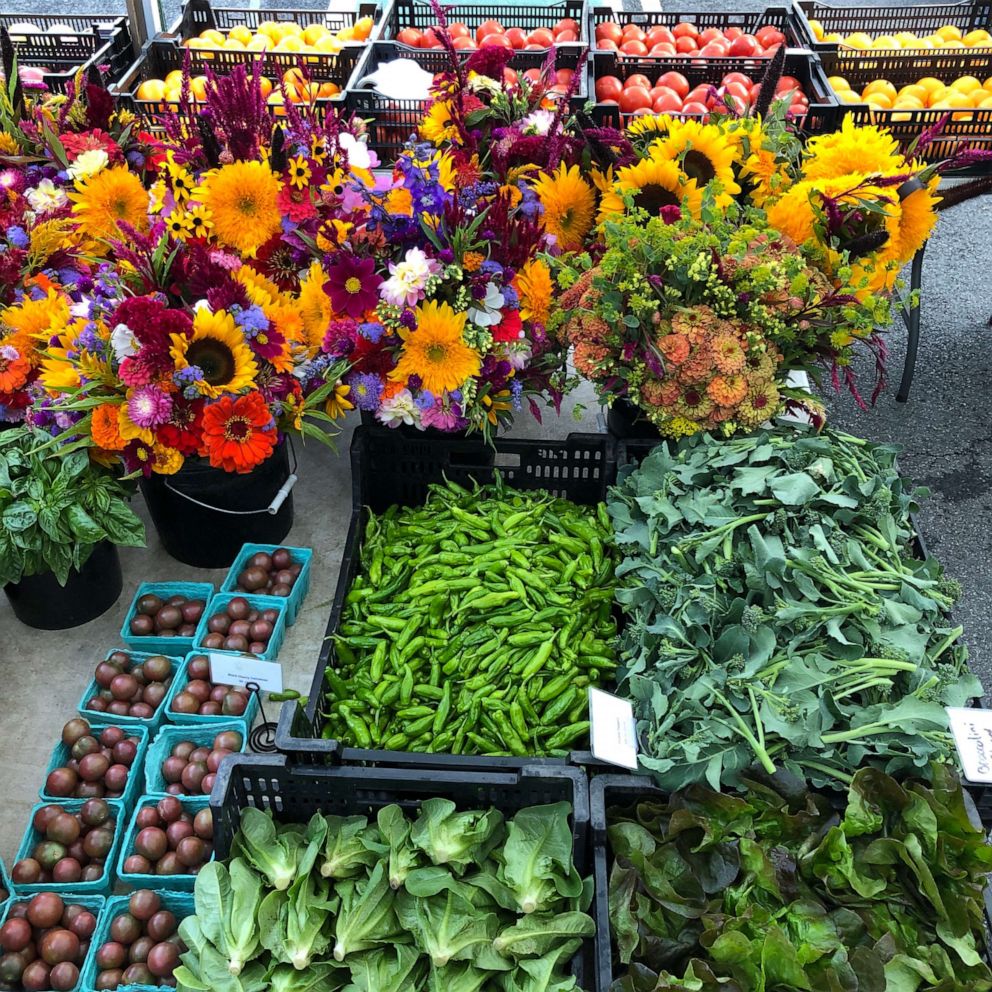 PHOTO: An array of produce and fresh-cut flowers from Willow Wisp Organic Farm at Union Square Farmer's Market.