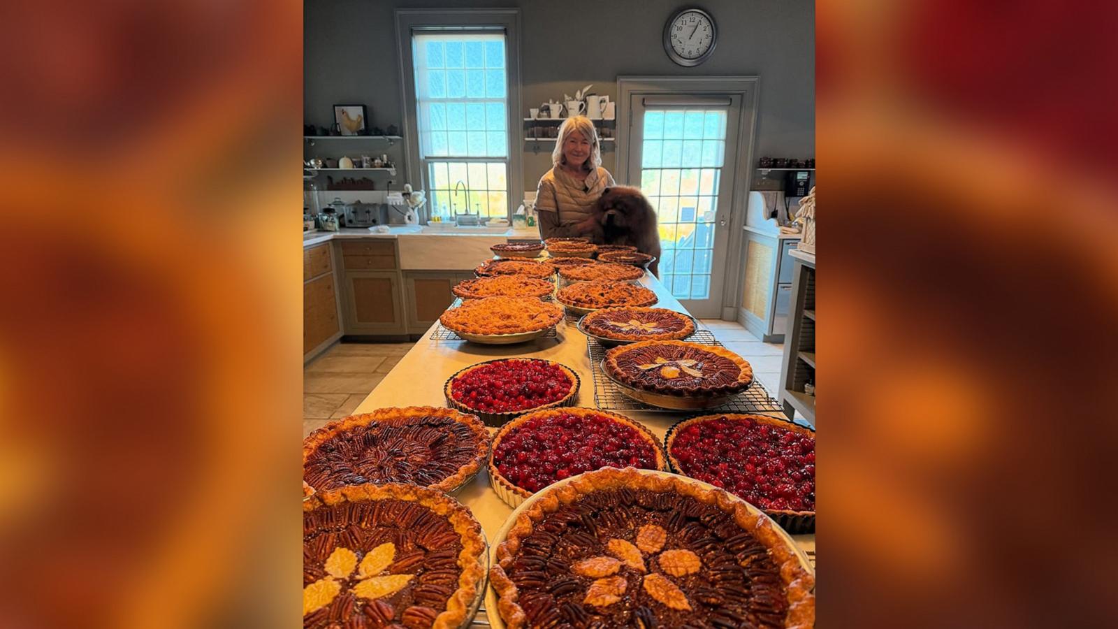 PHOTO: Martha Stewart shared a behind the scenes look at her kitchen while preparing 35 homemade pies for Thanksgiving.