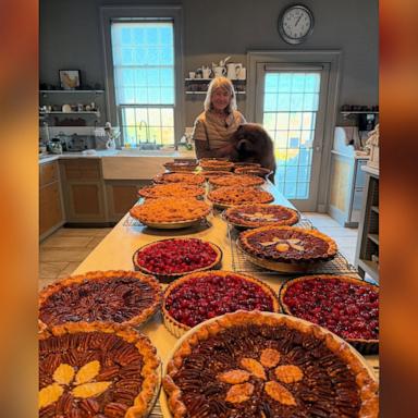 PHOTO: Martha Stewart shared a behind the scenes look at her kitchen while preparing 35 homemade pies for Thanksgiving.