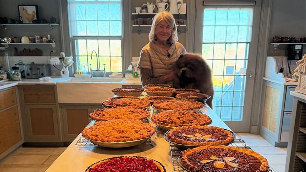 PHOTO: Martha Stewart shared a behind the scenes look at her kitchen while preparing 35 homemade pies for Thanksgiving.