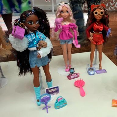 PHOTO: Barbie Dream Besties, from Mattel, are displayed at the TTPM 2024 Holiday Showcase event in New York, Sept. 17, 2024. 