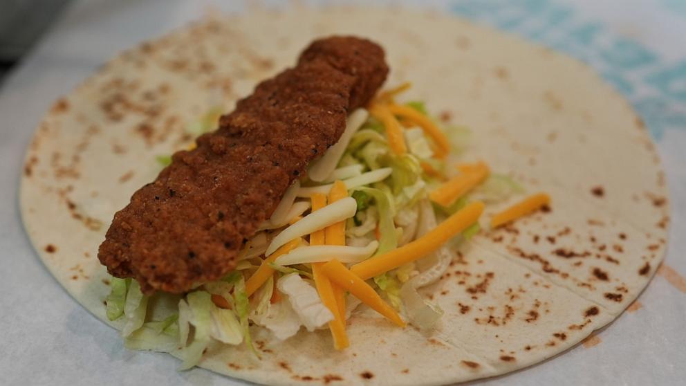 PHOTO: A snack wrap is prepared at McDonald's Headquarter in Chicago, May 29, 2025. 