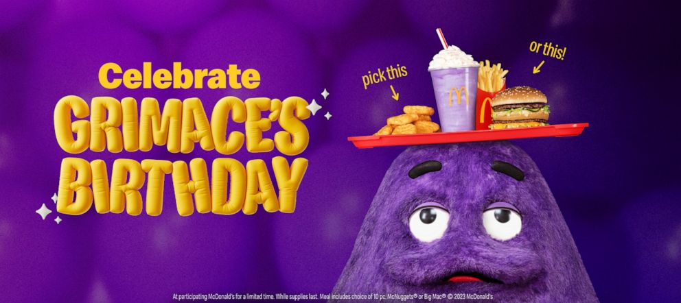 PHOTO: McDonald's launches a new birthday meal for Grimace.