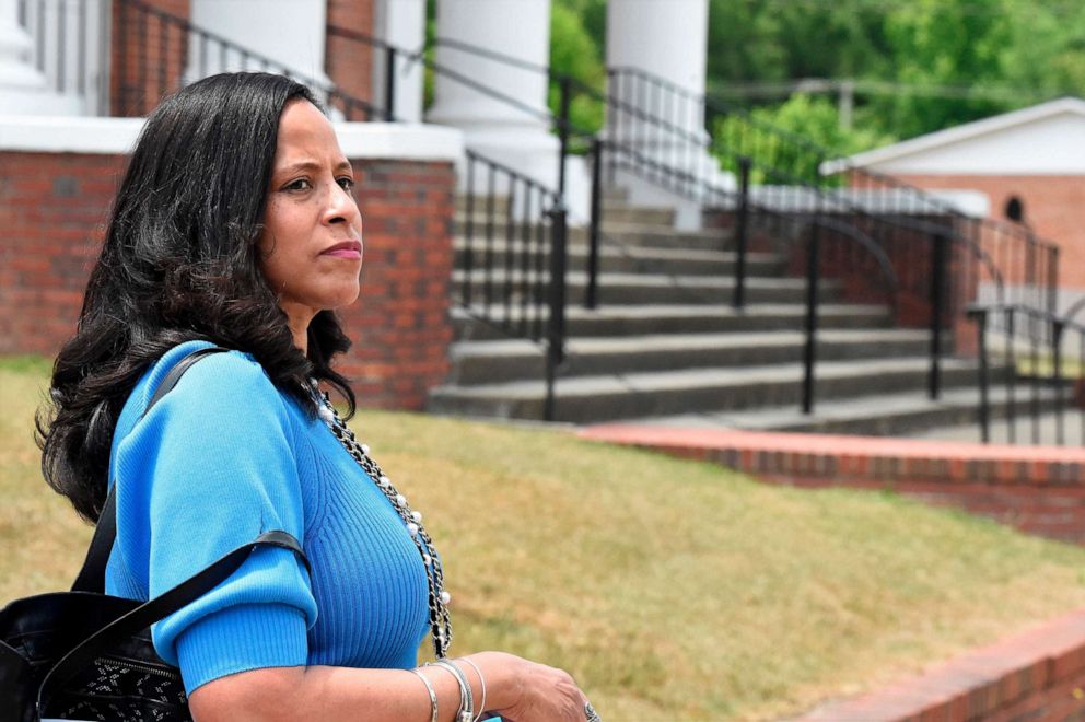 PHOTO: State Sen. Mia McLeod stands outside Shiloh Baptist, her family's church, June 1, 2021, in Bennettsville, S.C. 