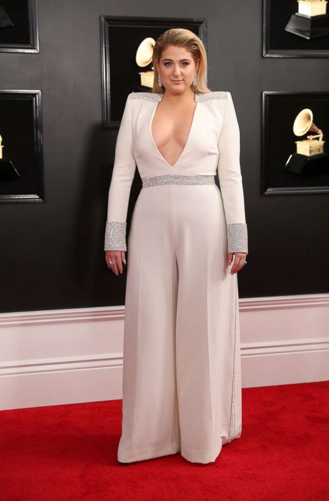 PHOTO: Meghan Trainor arrives at the 61st Grammy Awards in, Los Angeles, Feb. 10, 2019.