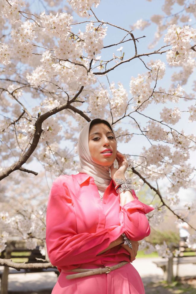 PHOTO: Melanie Elturk, CEO of Haute Hijab, is pictured in Riverside Park in New York City in 2020.