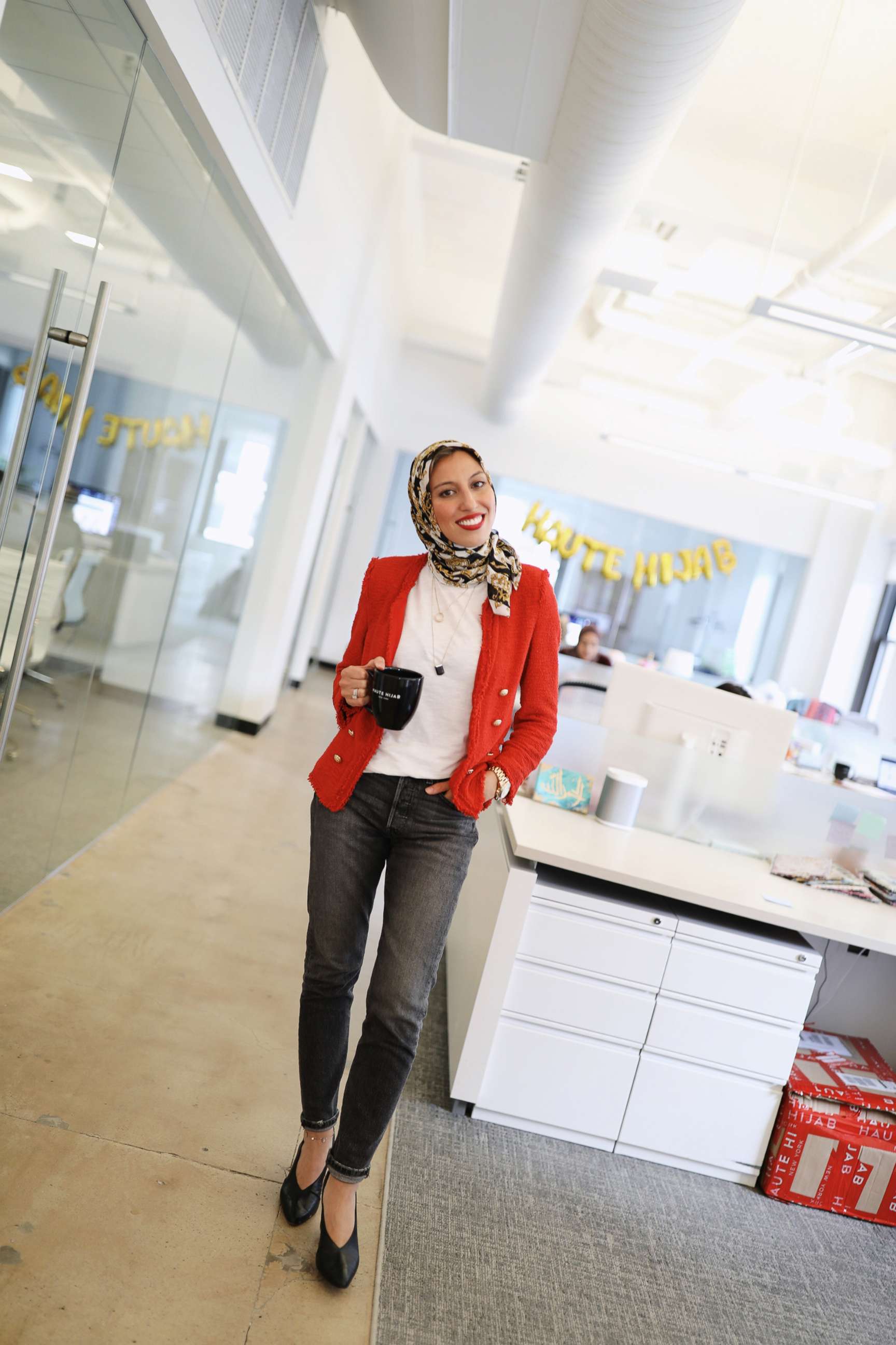 PHOTO: Melanie Elturk, co-founder and CEO of Haute Hijab, is pictured in her office in downtown Manhattan in 2019.