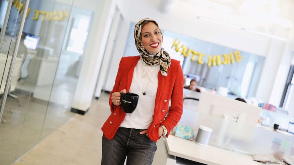 PHOTO: Melanie Elturk, co-founder and CEO of Haute Hijab, is pictured in her office in downtown Manhattan in 2019.