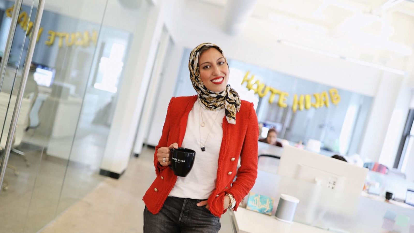 PHOTO: Melanie Elturk, co-founder and CEO of Haute Hijab, is pictured in her office in downtown Manhattan in 2019.