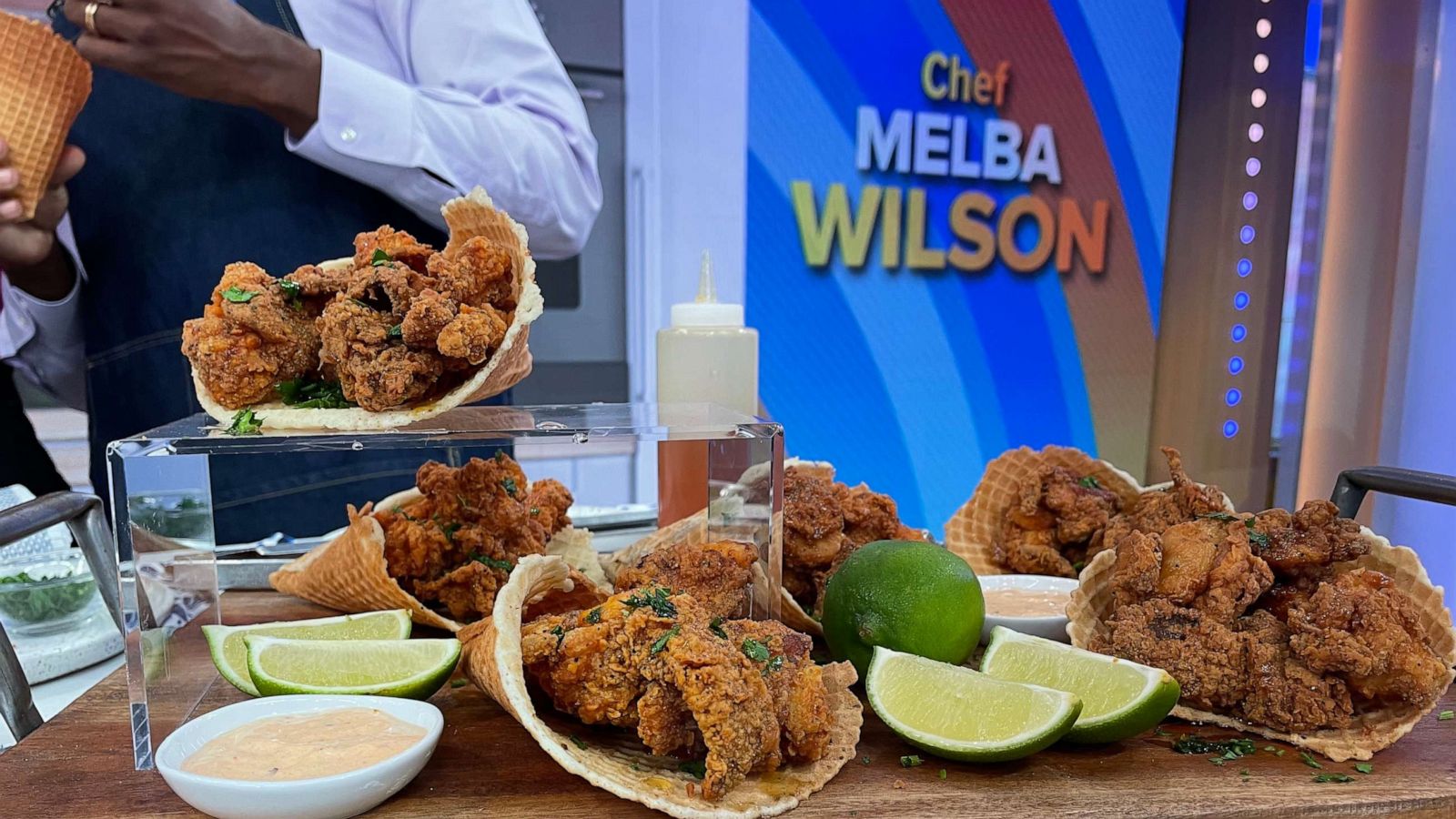 PHOTO: Chef Melba Wilson drops by "GMA3" to share a twist on a classic recipe, fried chicken and waffles.