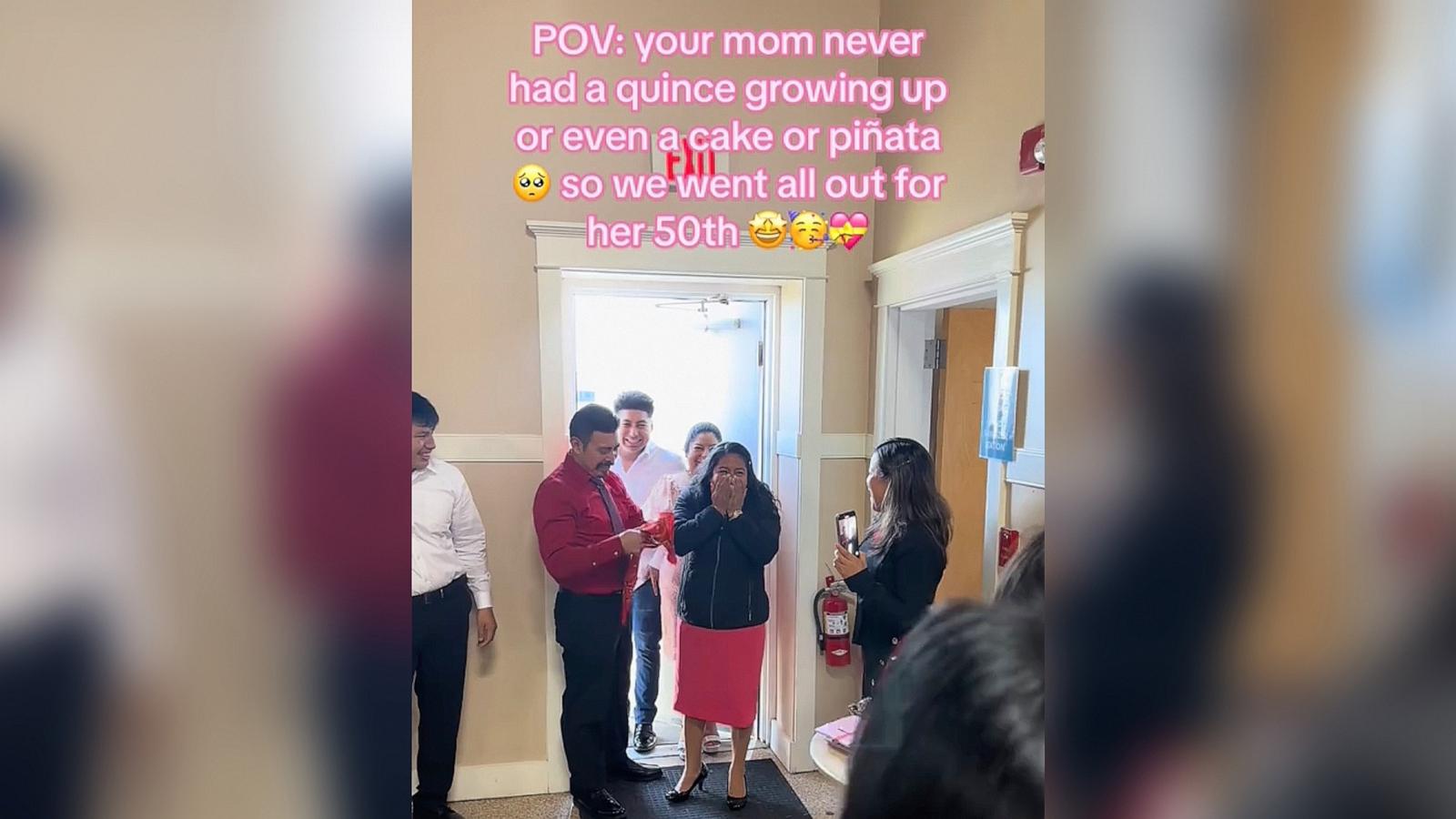 PHOTO: For her 50th birthday, Merida Garcia Ramirez’s family threw her a surprise quinceanera, a celebration she never had when she was a teenager in Guatemala.