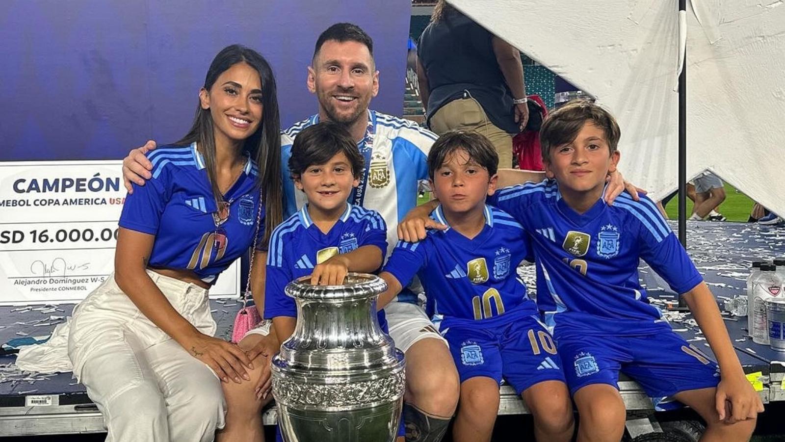 PHOTO: Lionel Messi appears with his wife Antonela Roccuzzo and their three sons following Argentina's Copa America win in a photo posted on Roccuzzo's Instagram account.