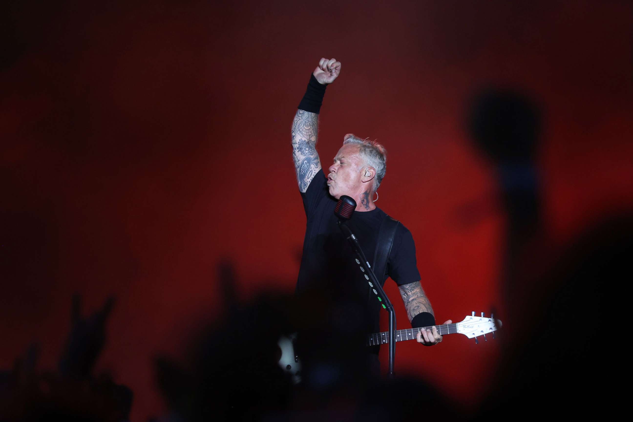 PHOTO: Guitarist and singer of US rock band Metallica, James Alan Hetfield performs during a concert at the 2022 MadCool Festival in Madrid, July 6, 2022. 