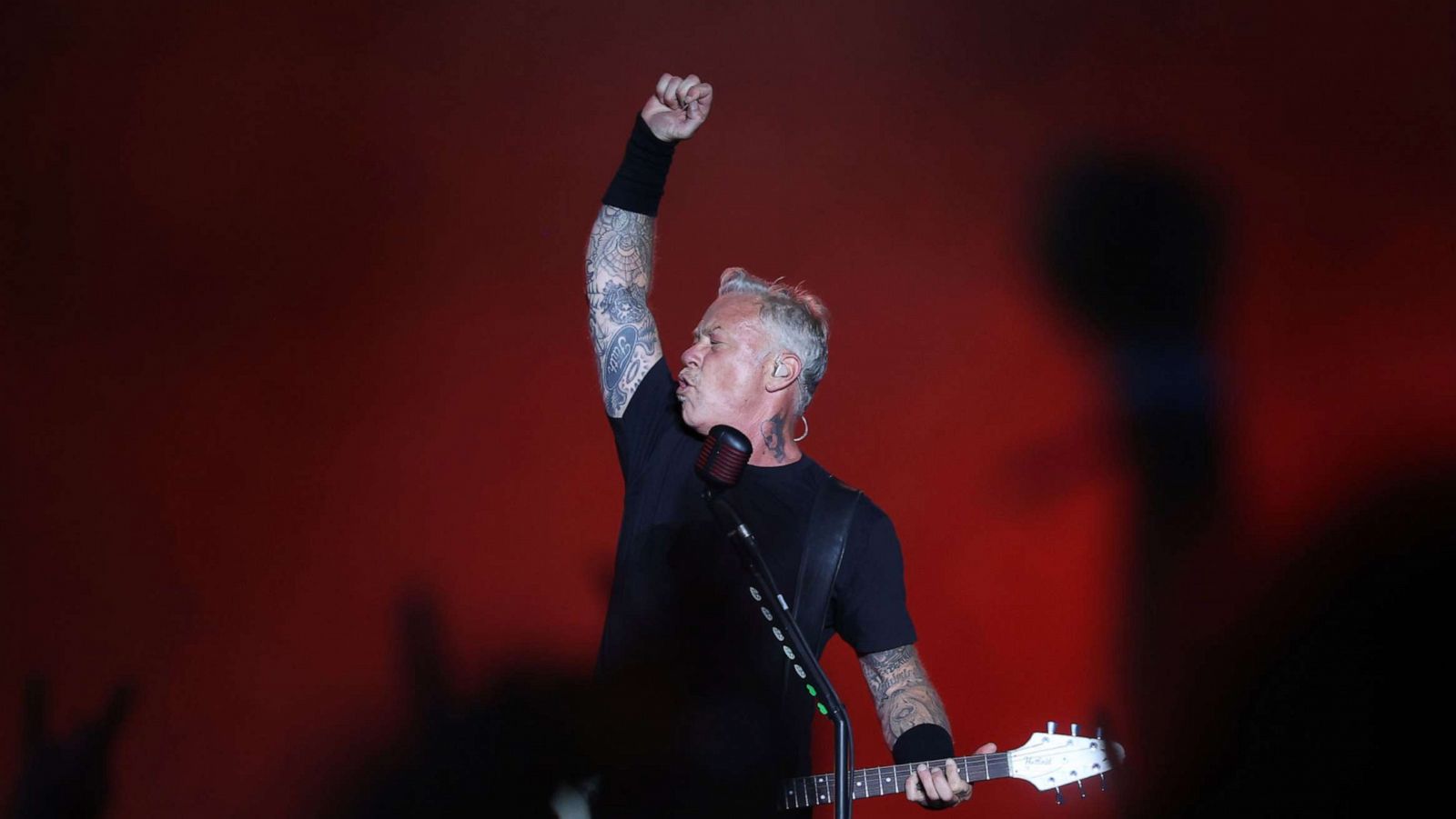 PHOTO: Guitarist and singer of US rock band Metallica, James Alan Hetfield performs during a concert at the 2022 MadCool Festival in Madrid, July 6, 2022.