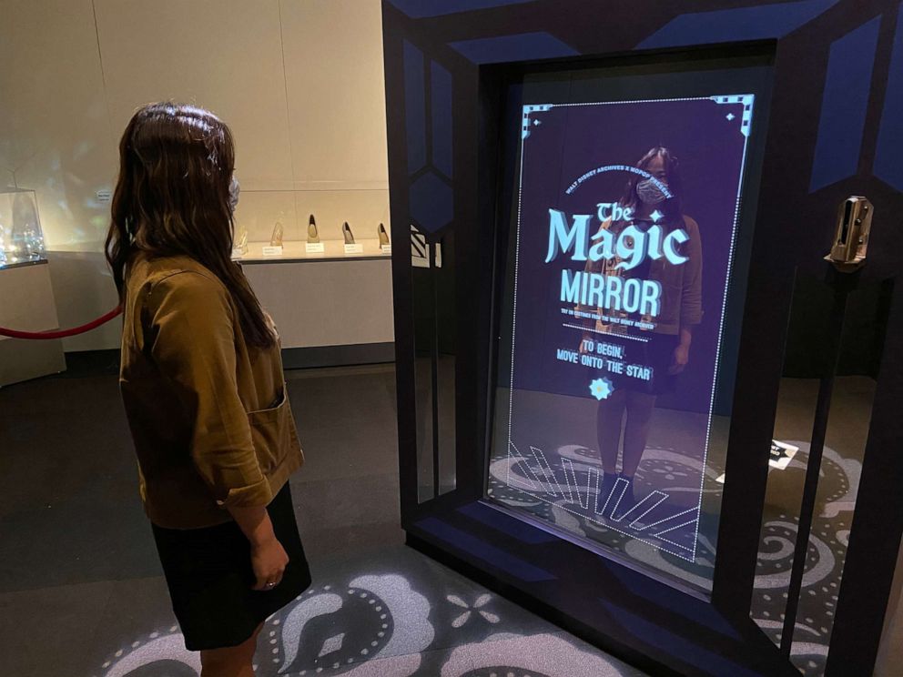 PHOTO: A “Magic Mirror” inspired by Snow White and the Seven Dwarfs and designed by MoPOP, allows the visitor to virtually “try on” several of the costumes featured in MoPOP's "Heroes & Villains: The Art of the Disney Costume" exhibition. 