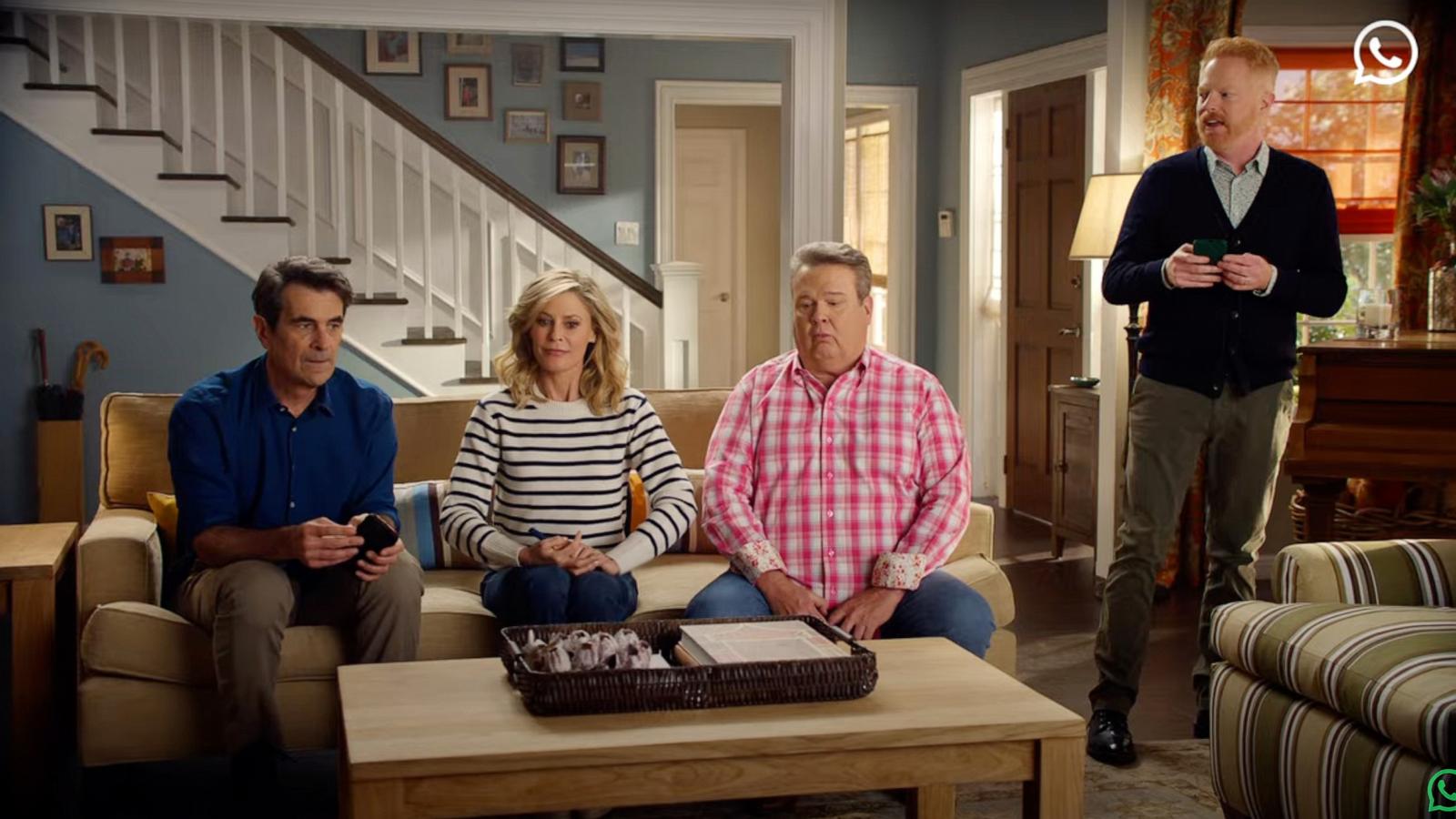 PHOTO: Ty Burrell, Julie Bowen, Eric Stonestreet and Jesse Tyler Ferguson reprise their "Modern Family" characters in an ad for WhatsApp.