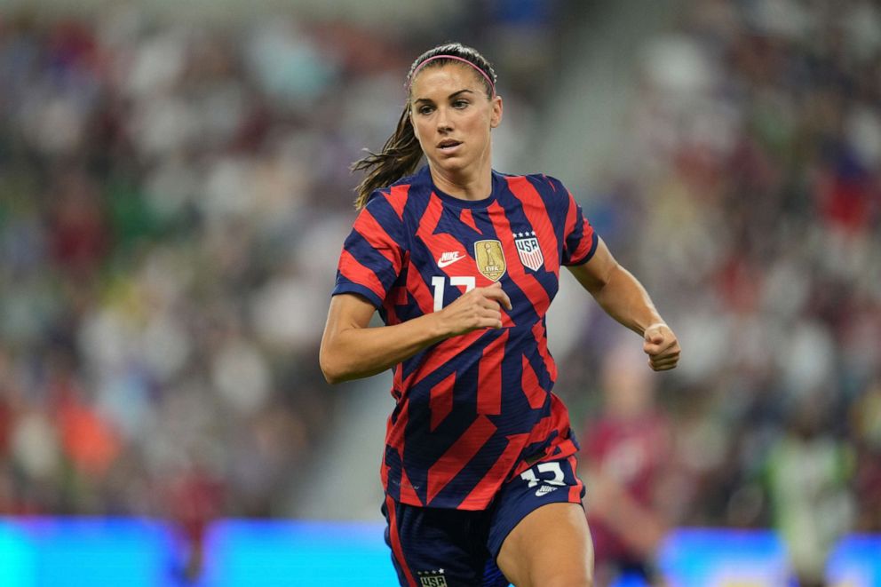PHOTO: Alex Morgan #13 of the United States chases a loose ball against Nigeria during a WNT Summer Series game at Q2 Stadium, June 16, 2021, in Austin, Texas.