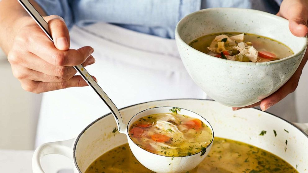 PHOTO: A pot of Natasha's homestyle chicken soup is shown.