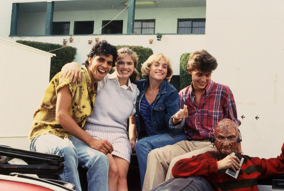 PHOTO: Nick Corri, Heather Langenkamp, Amandy Wyss, Johnny Depp and Robert Englund in a promotional photo for "A Nightmare on Elm Street."