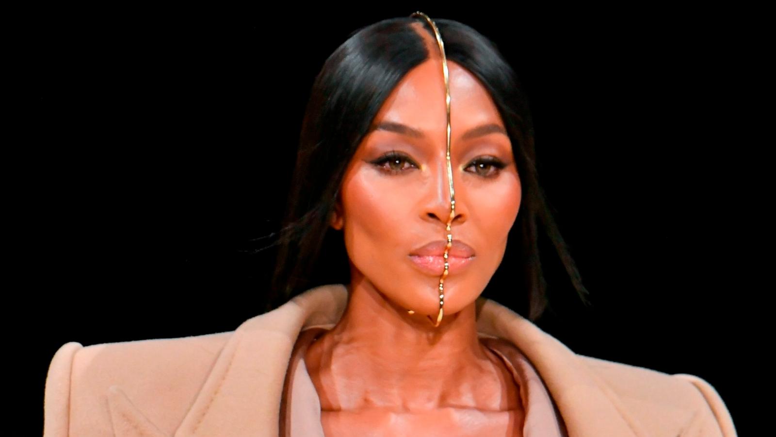 PHOTO: Naomi Campbell walks the runway during the Balmain Ready to Wear Fall/Winter 2024-2025 fashion show as part of the Paris Men Fashion Week on Jan. 20, 2024 in Paris.