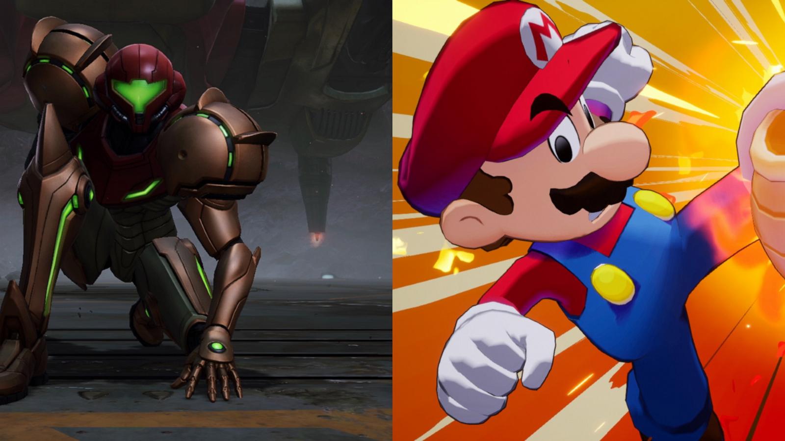 PHOTO: Screenshots from upcoming Nintendo games "Metroid Prime 4: Beyond" and "Mario & Luigi: Brothership."