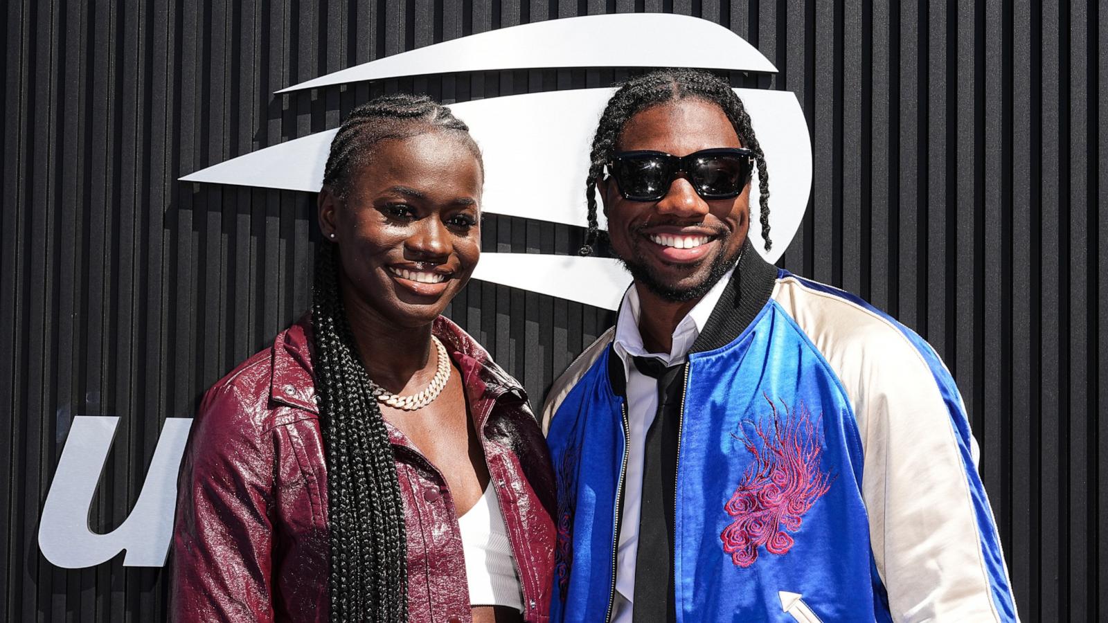 PHOTO: Junelle Bromfield and Noah Lyles attend the 2024 US Open at USTA Billie Jean King National Tennis Center in New York City, Sept. 08, 2024.