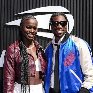 PHOTO: Junelle Bromfield and Noah Lyles attend the 2024 US Open at USTA Billie Jean King National Tennis Center in New York City, Sept. 08, 2024.