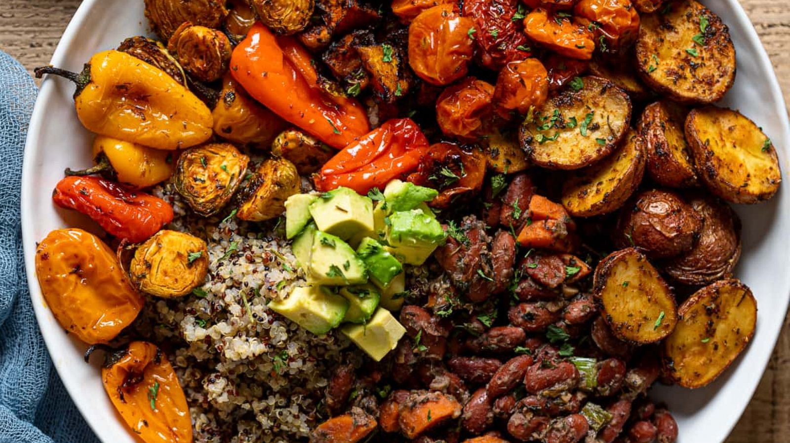 PHOTO: A vegan Jamaican power bowl with jerk roasted veggies.