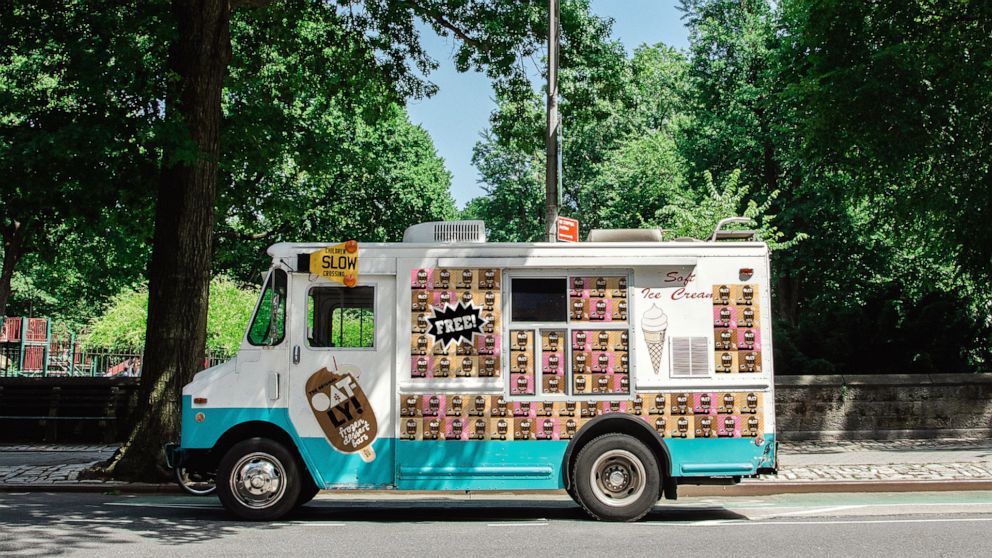 PHOTO: Novelty ice cream trucks will be giving out free Oatly ice cream bars on National Ice Cream Day.