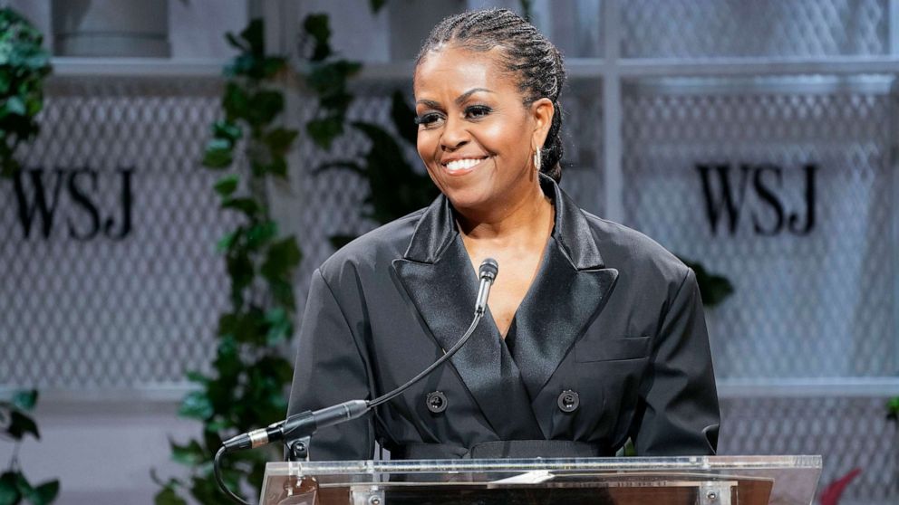 PHOTO: Former first lady Michelle Obama speaks during WSJ's Future of Everything Festival, May 3, 2023, in New York.