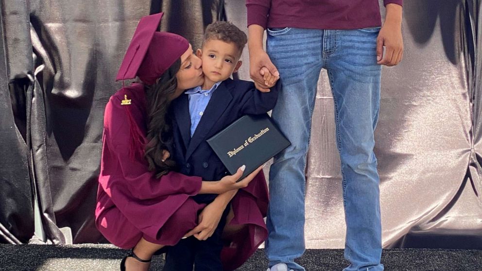PHOTO: Odalis Contreras and her son at her graduation in Arizona on May 21, 2021.
