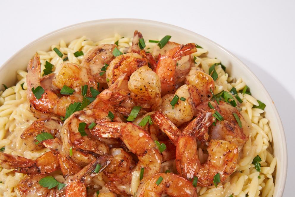 PHOTO: A plate of Old Forester butter shrimp orzo being served at the 151st Kentucky Derby.