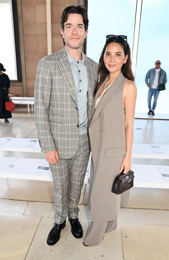 PHOTO: John Mulaney and Olivia Munn attend the Hermes SS25 Men's Show as part of Paris Fashion Week at Palais d'Iena in Paris, June 22, 2024.