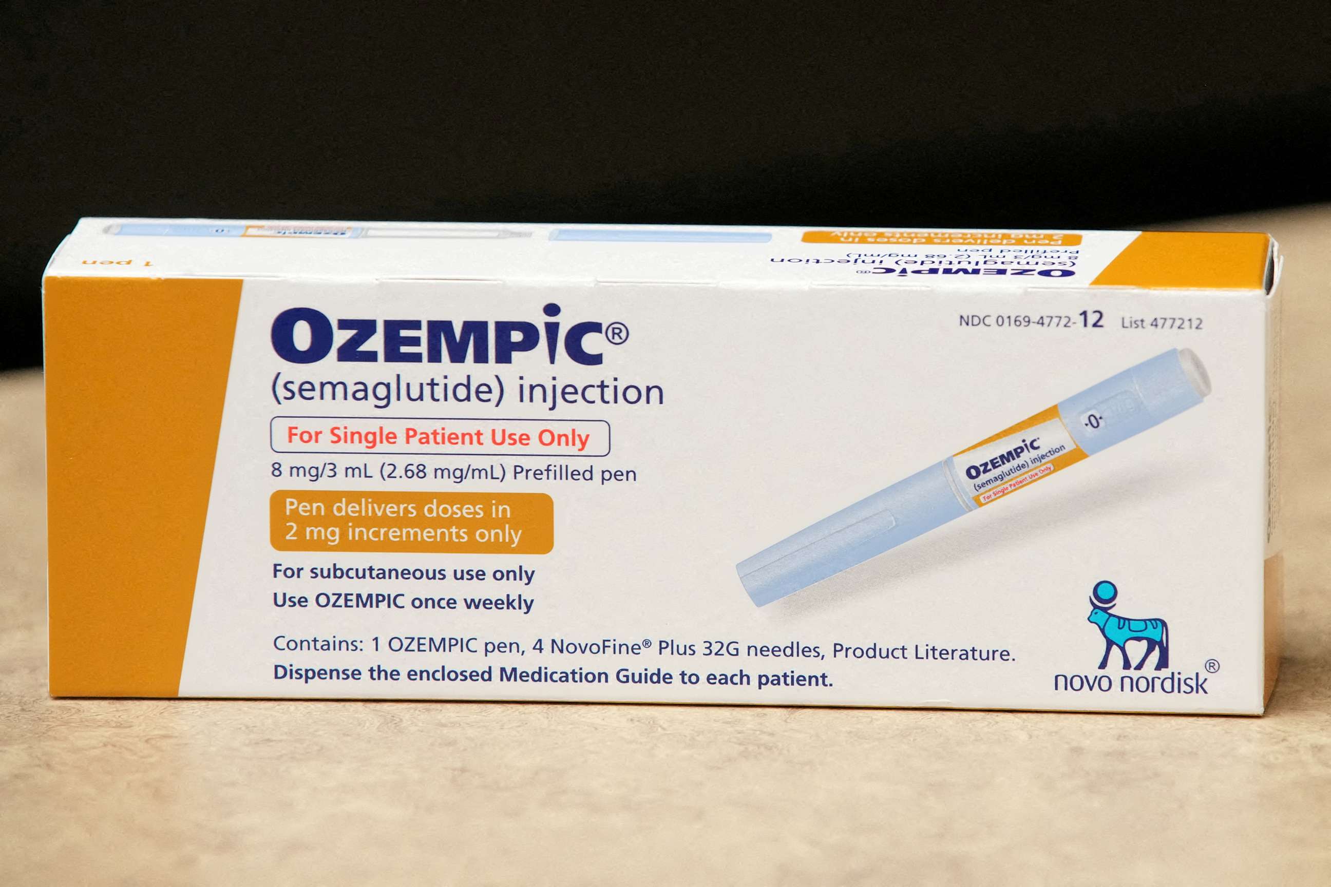 PHOTO: A box of Ozempic, a semaglutide injection drug used for treating type 2 diabetes and made by Novo Nordisk, is seen at a Rock Canyon Pharmacy in Provo, Utah, March 29, 2023.