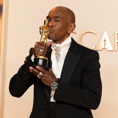 PHOTO: Paul Tazewell, winner of the Best Costume Design award for "Wicked", poses in the press room of the 97th Annual Academy Awards, Mar. 2, 2025, in Los Angeles.