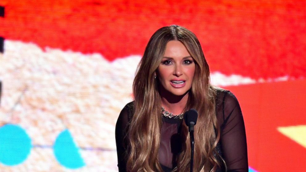 PHOTO: Carly Pearce accepts the Collaborative video of the year award for "We Don't Fight Anymore," onstage during the 2024 CMT Music Awards at Moody Center on April 7, 2024 in Austin, Texas.