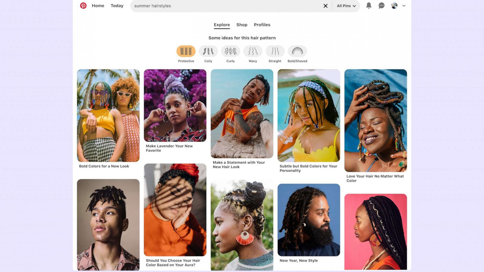 PHOTO: Pinterest created a search tool to empower pinners to search for hair inspiration across different textures and types.