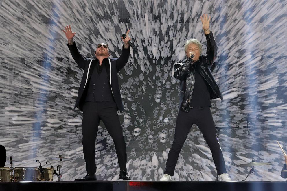 PHOTO: Pitbull and Jon Bon Jovi perform onstage during the 25th Latin GRAMMY Awards at Kaseya Center on Nov. 14, 2024 in Miami.