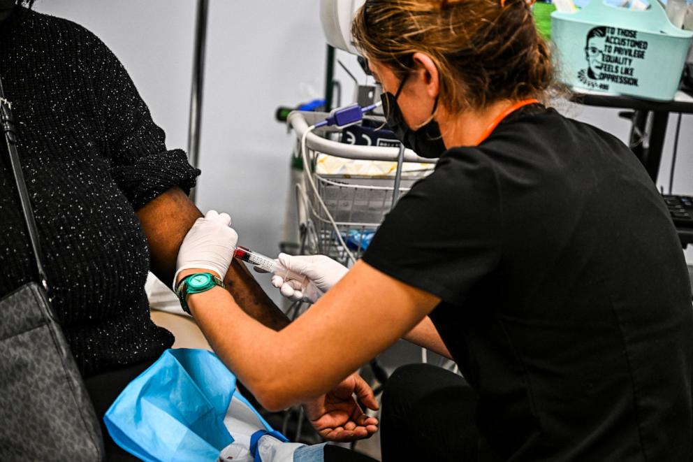 PHOTO: A woman has blood drawn before receiving an abortion at a Planned Parenthood Abortion Clinic in Jacksonville, FL, July 20, 2022.
