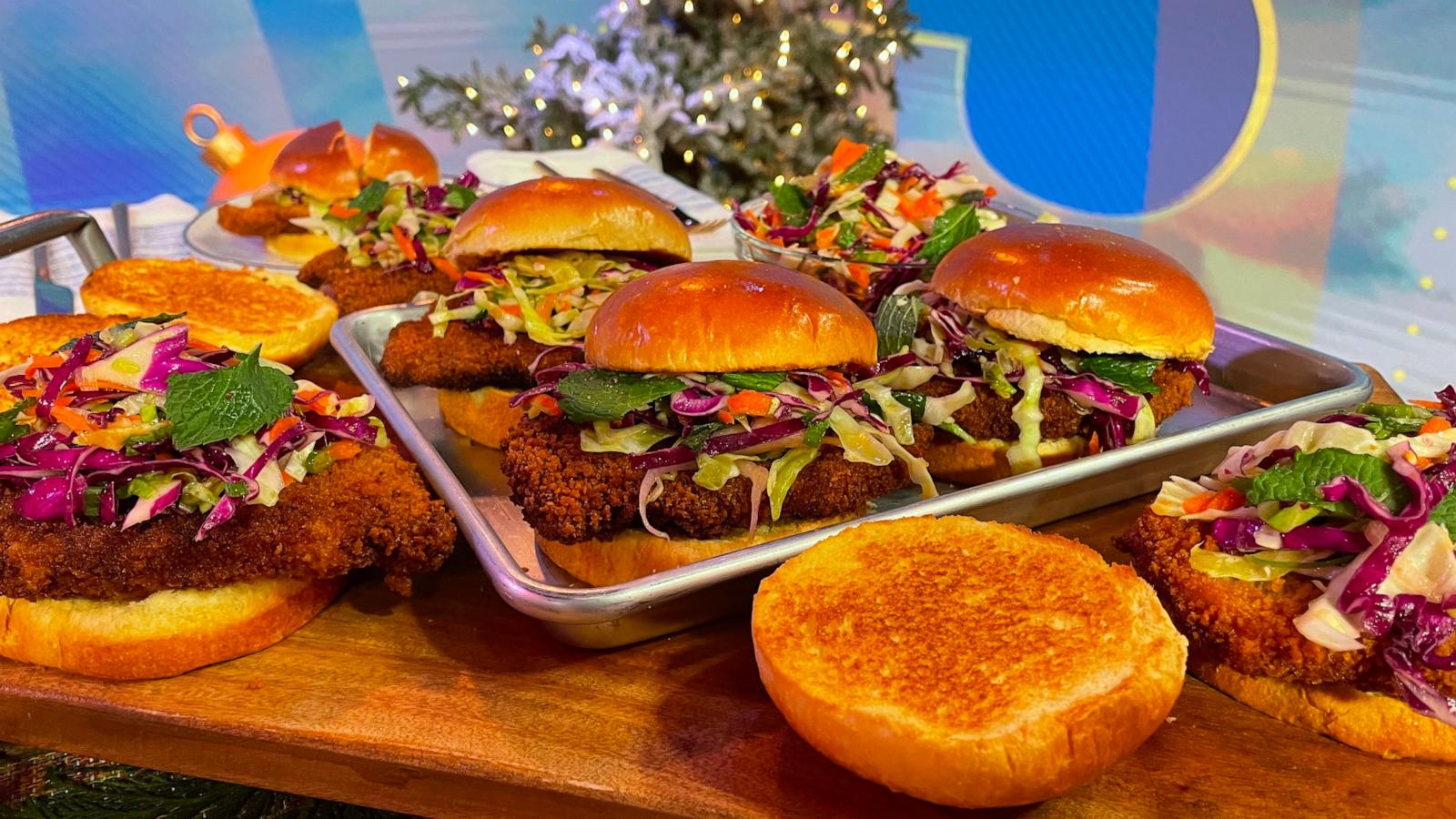 PHOTO: Chef Yia Vang cooks up his pork katsu sando with honey slaw on "GMA3."