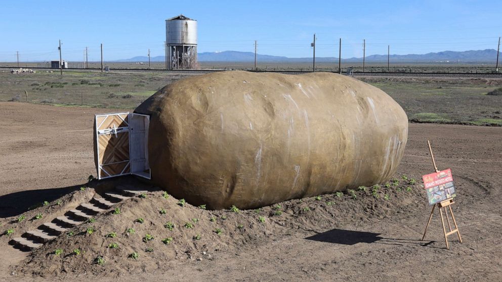 PHOTO: The Big IdahoÂ® Potato Hotel, a 6-ton, 28-foot long, 12-foot wide and 11.5-foot tall spud made of steel, plaster and concrete, is firmly planted in an expansive field in South Boise, Idaho.
