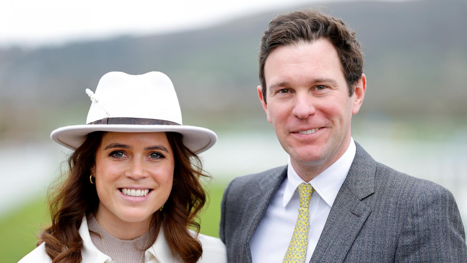 Princess Eugenie and Jack Brooksbank attend day 2 'Style Wednesday' of the Cheltenham Festival on March 13, 2024 in Cheltenham, England.